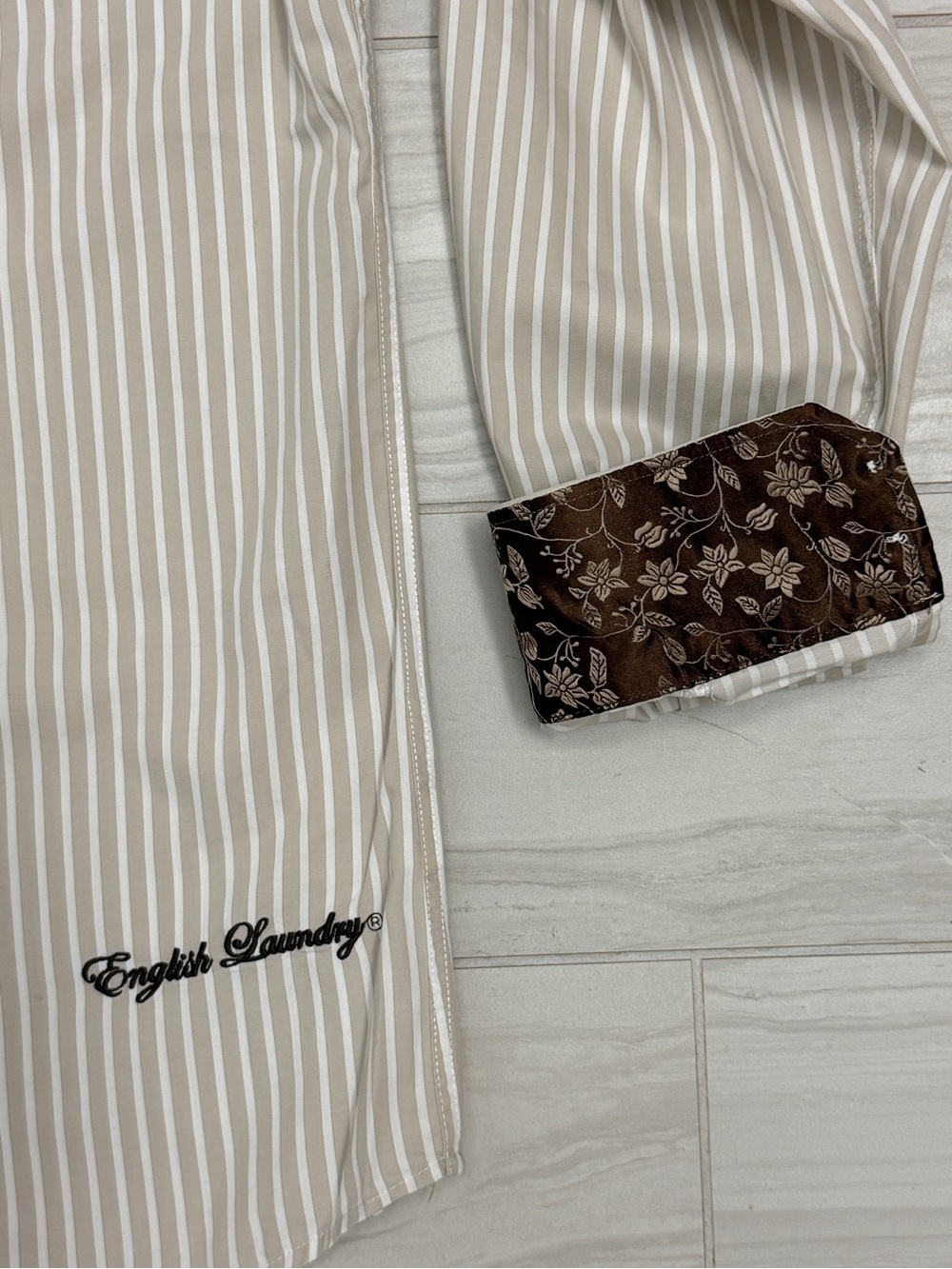 English Laundry Christopher Wicks Stripe Long Sleeve Dress Shirt 17 34/35